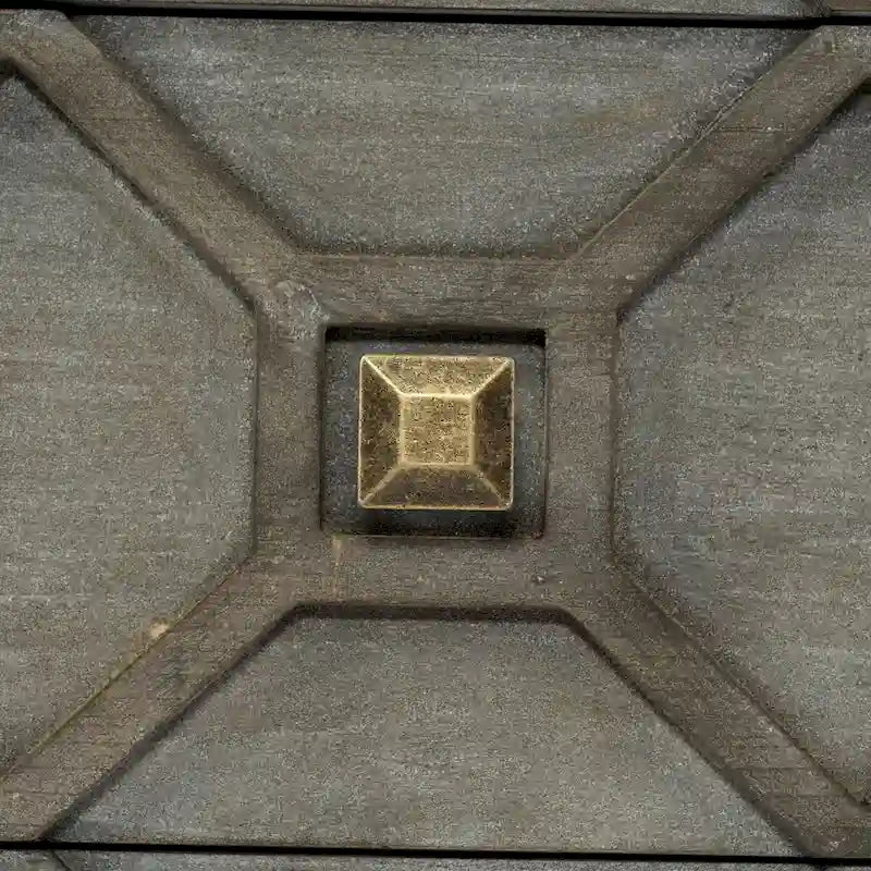 Credenza a 9 cassetti impiallacciata in abete grigio con base in metallo dorato