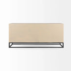 Credenza a 9 cassetti impiallacciata in abete grigio con base in metallo dorato