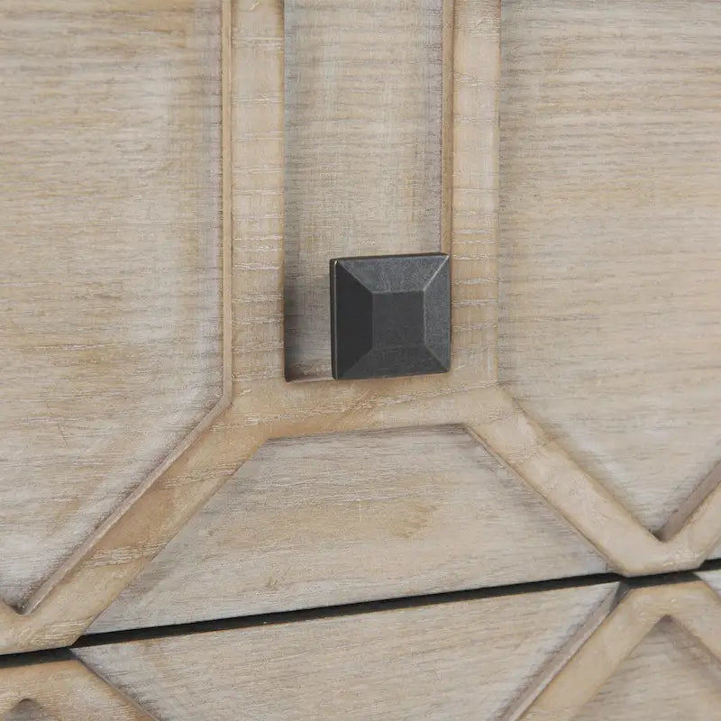 Credenza a 9 cassetti impiallacciata in abete grigio con base in metallo dorato
