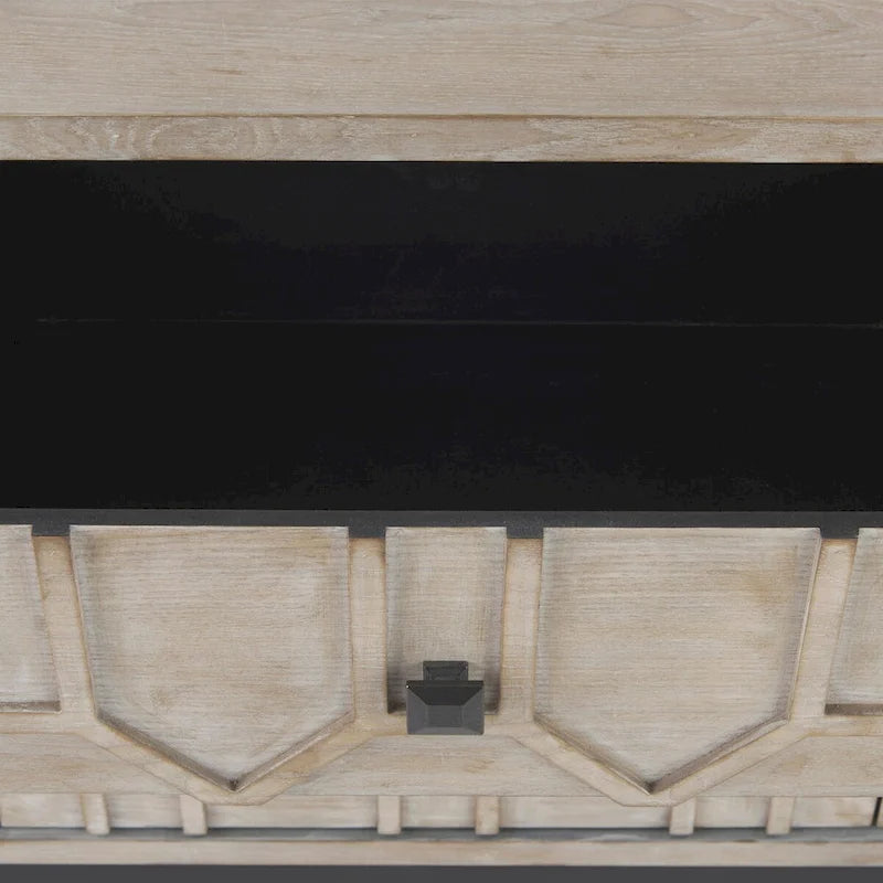 Credenza a 9 cassetti impiallacciata in abete grigio con base in metallo dorato