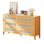 Cassettiera doppia a 6 cassetti in rattan, mobile contenitore