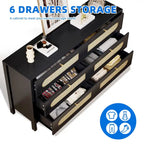 Cassettiera doppia a 6 cassetti in rattan, mobile contenitore