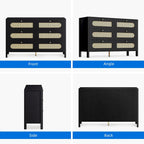 Cassettiera doppia a 6 cassetti in rattan, mobile contenitore