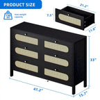 Cassettiera doppia a 6 cassetti in rattan, mobile contenitore