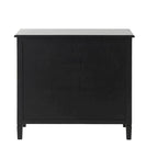 Mobiletto con 2 cassetti e 2 ante in legno fatto a mano con frontale in rattan - Nero -