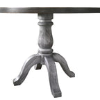 Set da pranzo da 5 pezzi, tavolo rotondo con piedistallo e 4 sedie, bianco e grigio anticato